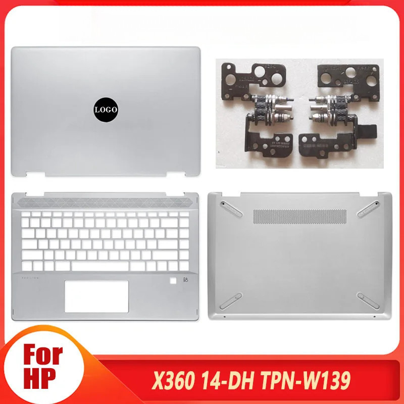 ใหม่สําหรับ HP X360 14-DH 14-DH003TUA TPN-W139 Series แล็ปท็อปปกหลัง LCD Palmrest ด้านล่างบานพับเงิน