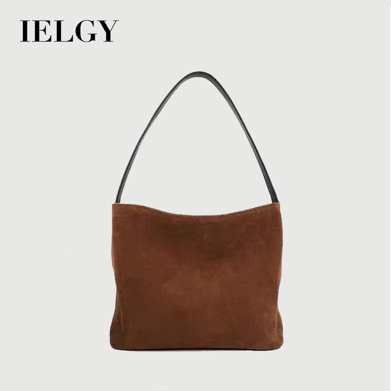 IELGY Lazy Suede Tote Bag Retro Large Capacity Suede Retro Shoulder Bag