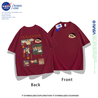 NASA เสื้อยืดชายหญิงแขนสั้น สตรีทฮิปฮอป summer เครยอนชินจัง เสื้อยืด พิมพ์ลาย คอตตอน คอกลม หลวมและระบายอากาศ