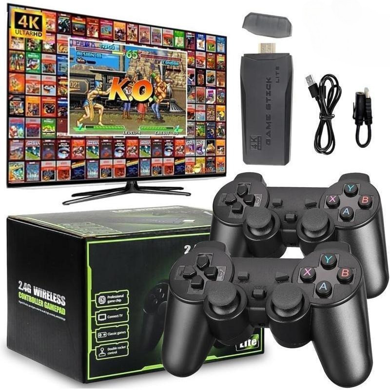 เครื่องเล่นเกม Game Stick เกมในตัว 64G จัดเก็บความเร็วสูง คอนโซลวิดีโอเกมคอนโซลเกม การต่อสู้ผู้เล่นสองคน HDMIplaystation