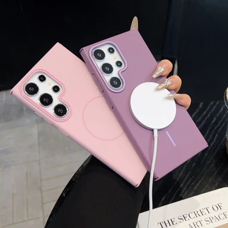 Luxury Matte Slim Magnetic Hard PC สําหรับ Samsung S26 Ultra Plus S25FE S25 S24 Ultra Plus S24 S23 S22 S21 Ultra S24 S23 FE ผิวแข็งกันกระแทก