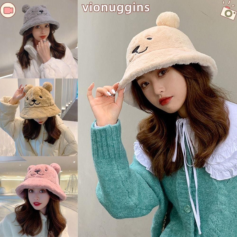 Vionuggins หมวกชาวประมงแฟชั่นหนาฤดูใบไม้ร่วงฤดูหนาวหมวกอ่างล้างหน้า
