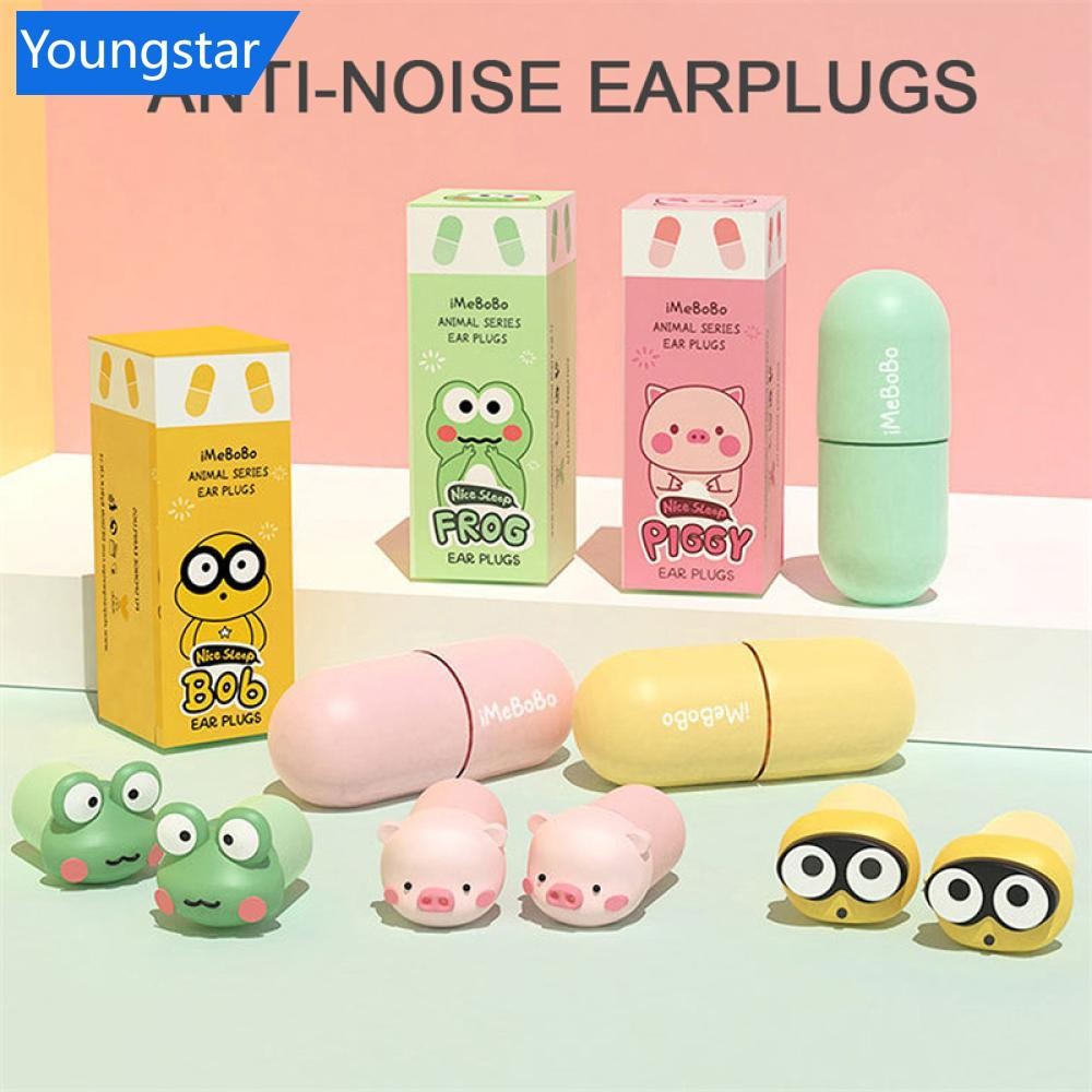fy การ์ตูนที่อุดหูป้องกันเสียงรบกวนนุ่มช้ารีบาวด์ฟองน้ําที่อุดหูกันเสียงนอนแบบพกพาที่อุดหูเงียบ