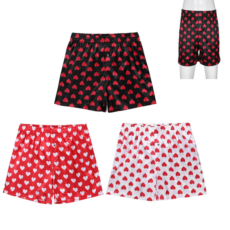 Miaeowve Mens Cute Love Heart Print Classic Soft Boxer Shorts Lightweight Loose Sports Short Pants