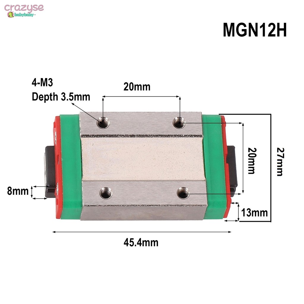 [Cra]คุณภาพสูง Mgn12h บล็อกรถม้า บล็อกรางเชิงเส้น บล็อกยาวสําหรับ MGN12 คู่มือรางเชิงเส้น