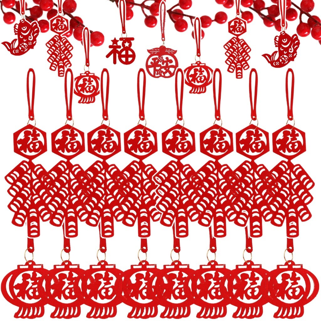2025 จี้ถุงโชคดีตรุษจีน / เทศกาลฤดูใบไม้ผลิกระถางต้นไม้แขวนเครื่องประดับ / จันทรคติปีราศีมีนซองจดหมายสีแดง ฟู ตัวอักษรเสน่ห์/ปีใหม่ตกแต่งบ้าน