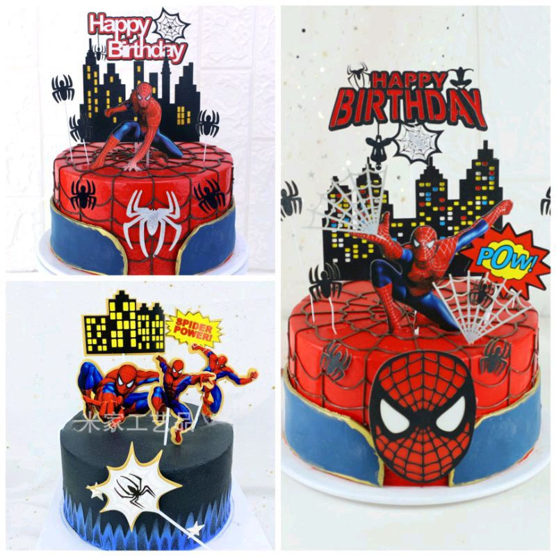 ของเล่น Spider Man ใหม่ ตุ๊กตาซูเปอร์ฮีโร่ ตกแต่งเค้ก Spider Man ของขวัญวันเกิด