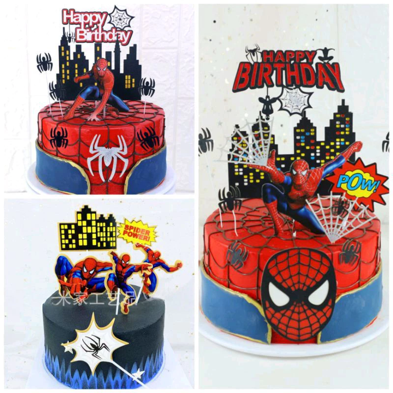 ของเล่น Spider Man ใหม่ ตุ๊กตาซูเปอร์ฮีโร่ ตกแต่งเค้ก Spider Man ของขวัญวันเกิด