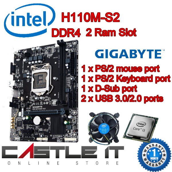 GIGABYTE H110M-S2 LGA1151 รองรับ Core i7 i5 i3 7th 6th Gen GA-H110M-S2 ใช้เมนบอร์ดเมนบอร์ด
