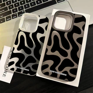 เคส ไอโฟน For iPhone 13 14 15 สากล เคสโทรศัพท์มือถืออะคริลิคใส ลายเส้นสีดำ 11 12 ProMax 7 8Plus X XSMax XR