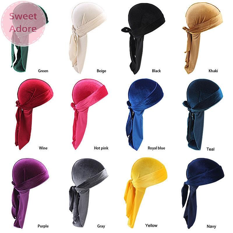 Sweetadore Unisex ผู้ชายผู้หญิง Durag Headwear ผ้าไหมโจรสลัดหมวกห่อหมวก TH