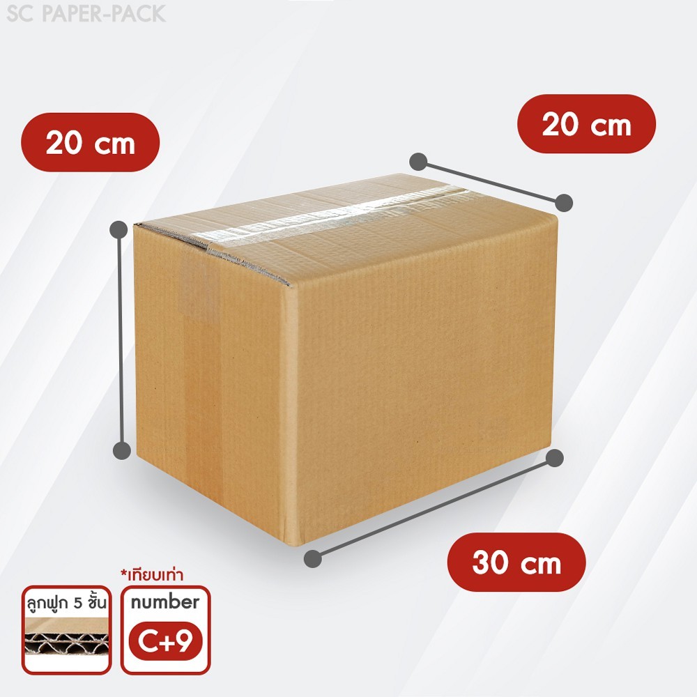 SC Paper-Pack กล่องลูกฟูก 5 ชั้น 20.00x30.00x20.00cm (C+9) (แพ็ค 10)