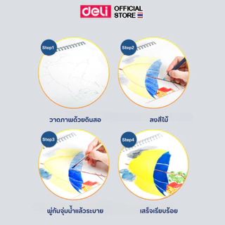 ดินสอสีไม้ระบายน้ำ Deli Finenolo กล่องเหล็ก 24/36/48/72 สี สีสด งานศิลปะ Colored Pencil