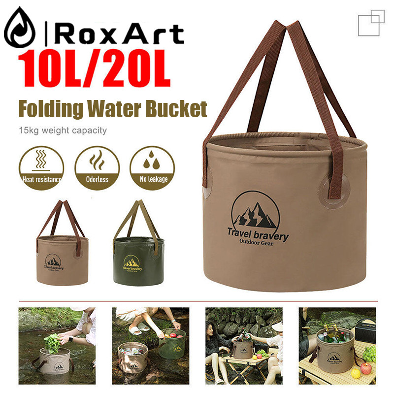 Roxart ถังน้ำแคมป์ปิ้งพับได้ 10L/20L ถังพับภายนอก ถังน้ำแข็ง ถังน้ำแคมปิ้งสําหรับตั้งแคมป์ ตกปลา