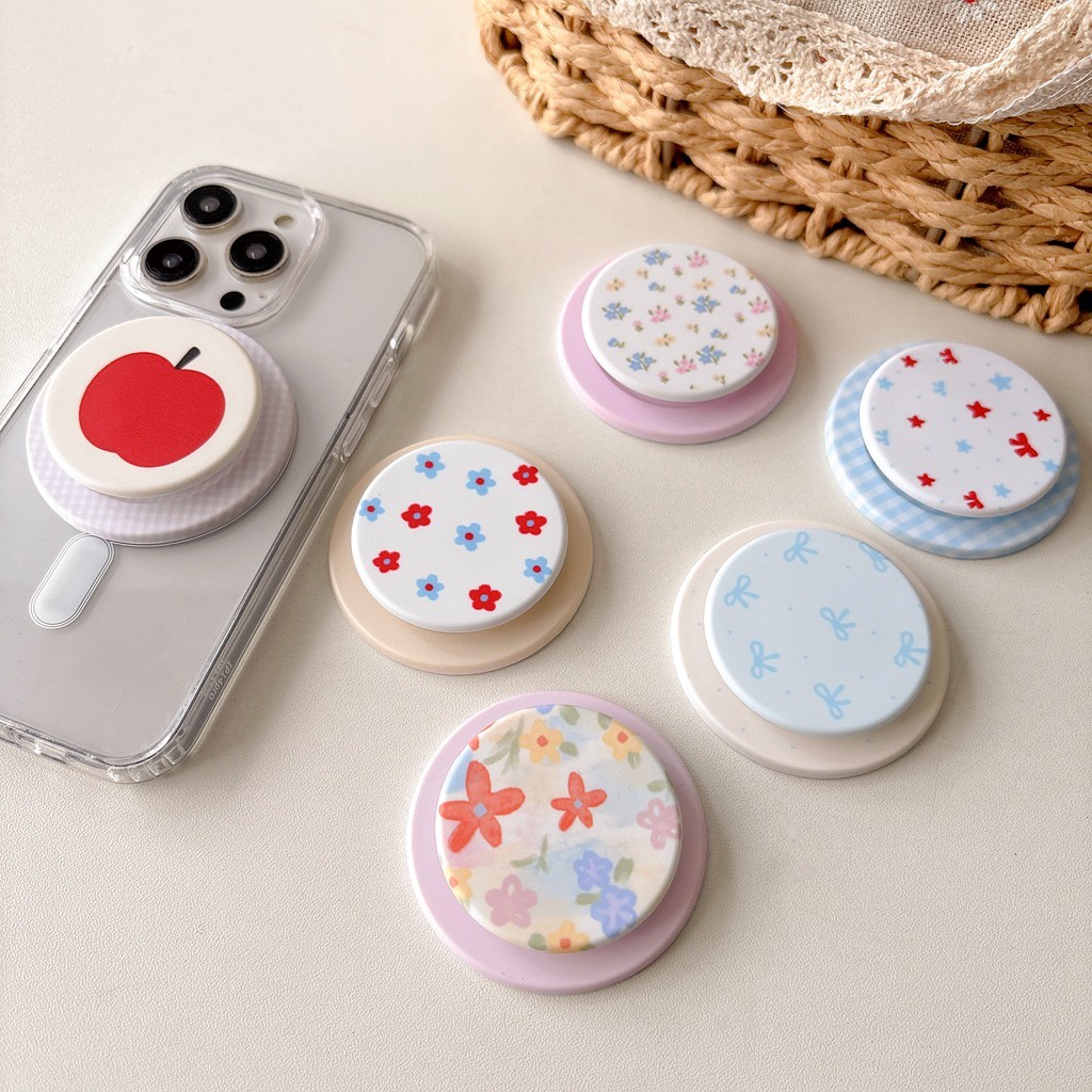 Magnetic Attraction ที่วางโทรศัพท์ Kickstand สีสดดอกไม้หรูหรารูปแบบรอบขาตั้งสําหรับ Naked โทรศัพท์มือถือ Magsafe กรณีพับ Anti-drop PC Bracket