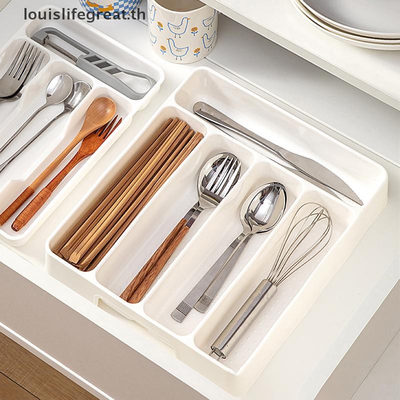 Louislifegreat 4/5 ช่องช้อนส้อม Daily Drawer Divider ถาดสี่เหลี่ยมผืนผ้าทําความสะอาดง่าย Home Kitchen ช้อนส้อมแยกกล่องใหม่ - รูปที่ 5