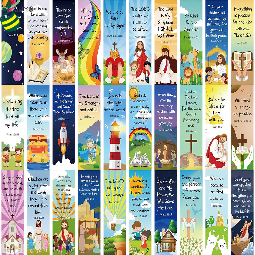 การ์ดคัมภีร์สร้างแรงบันดาลใจ 30 ชิ้น พร้อมพระคัมภีร์ ตกแต่งป้ายอ่านหนังสือ สีสันสดใส สําหรับหนังสือและวารสาร