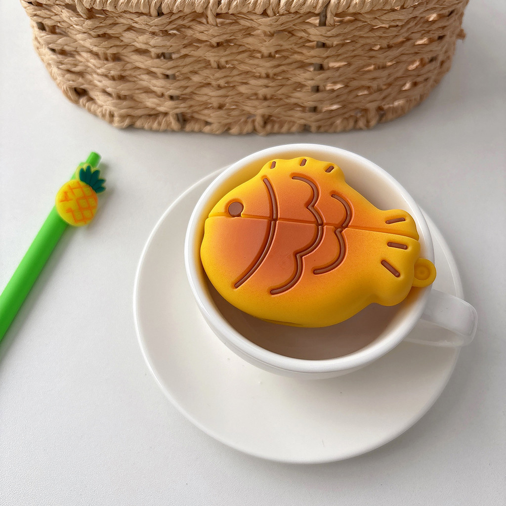 Freebuds 6 สําหรับ Huawei Freebuds 4 4i 4E 5i 6i SE2 SE3 Pro 2 3 4 คลิปหูฟัง 3D ตลก Taiyaki การ์ตูนซ