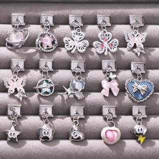 สร้อยข้อมือลายผีเสื้อและหัวใจสไตล์อิตาลี สแตนเลสขนาด 9 มิลลิเมตร เครื่องประดับย้อนยุคเพิ่มบุคลิกภาพ