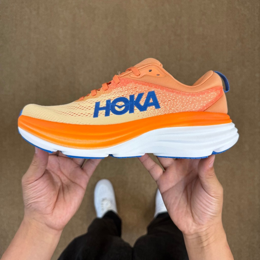 HOKA ONE ONE Bondi 8 สําหรับผู้ชายและผู้หญิงรองเท้าวิ่งมืออาชีพระบายอากาศดูดซับแรงกระแทกกลางแจ้ง
