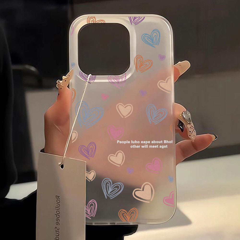 รูปแบบหัวใจรัก เคส For iPhone 16 Pro 13 11 12 14 15 Pro Max 14 15 Plus เคสแบบ อ่อนนุ่ม กันกระแทก เคสใสไอโฟน เคส เนื้อแมท