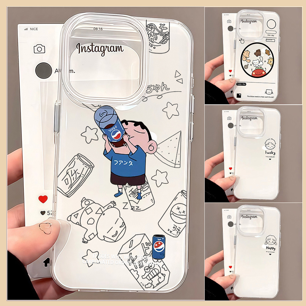 เคสมือถือ For iPhone 11 15 16 14 13 12 Pro Max X XS XR 13 12 Pro 14 15 16 Plus Case เคสไอโฟนคู่ ครีม IMD แบบนิ่ม TPU เคส