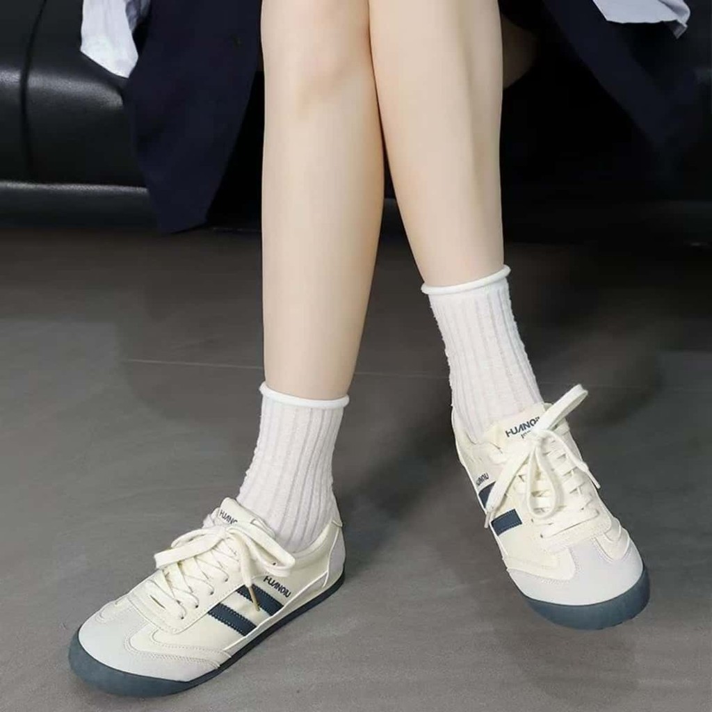 กันลื่นรองเท้าผ้าใบลำลอง รองเท้าผูกเชือกหัวมน ไซส์ 36-45 รองเท้าไซส์ใหญ่ รองเท้าฮิตๆวัยรุ่น นุ่มสบาย - รูปที่ 7