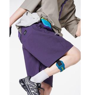 SUIKONE กางเกงขาสั้นซุยโคเนะ แบบขากว้าง สีม่วง ลายสก๊อต แห้ง…