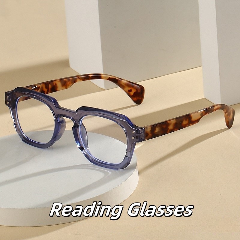แว่นตา Presbyopia บล็อกสีกรอบหนากรอบขนาดใหญ่แว่นตาอ่านแสงสีฟ้า