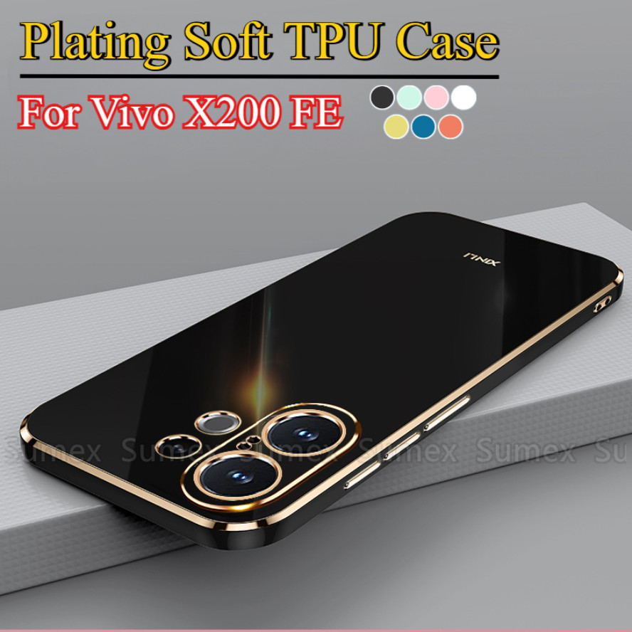 แฟชั่นชุบGlossy Soft TPUสําหรับVivo X200 FE Pro Mini 5G Electroplatedซิลิโคนเคสโทรศัพท์บางปกหลังVivo