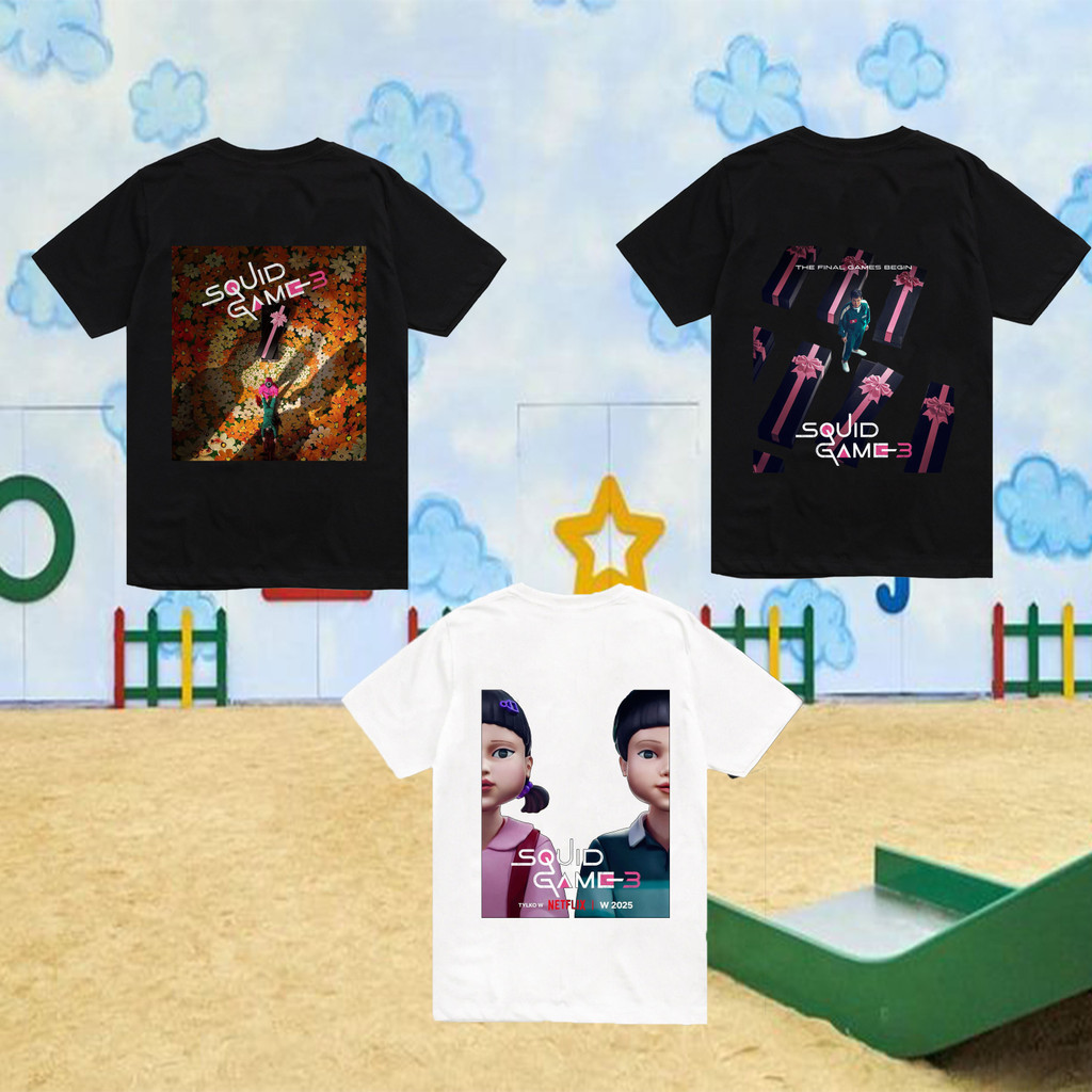Squid Game 3 Tee – เสื้อยืดซีซั่นใหม่ ลายเกมชีวิต สไตล์ดาร์กฮิต ผ้าฝ้ายคอกลมแขนสั้น