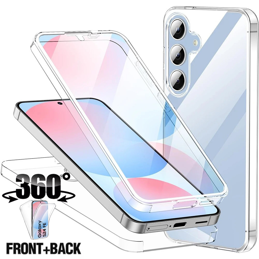 SAMSUNG 360° Full Body ClearสําหรับSamsung S26 A37 A57 A17 A07 A16 A06 A56 A36 A15 A35 A55 S24 S23 S21 S25 FE S22 หมายเหตุ 20 Ultra 10 Plus A14 A34 A54 A05 ซิลิโคนกันกระแทก