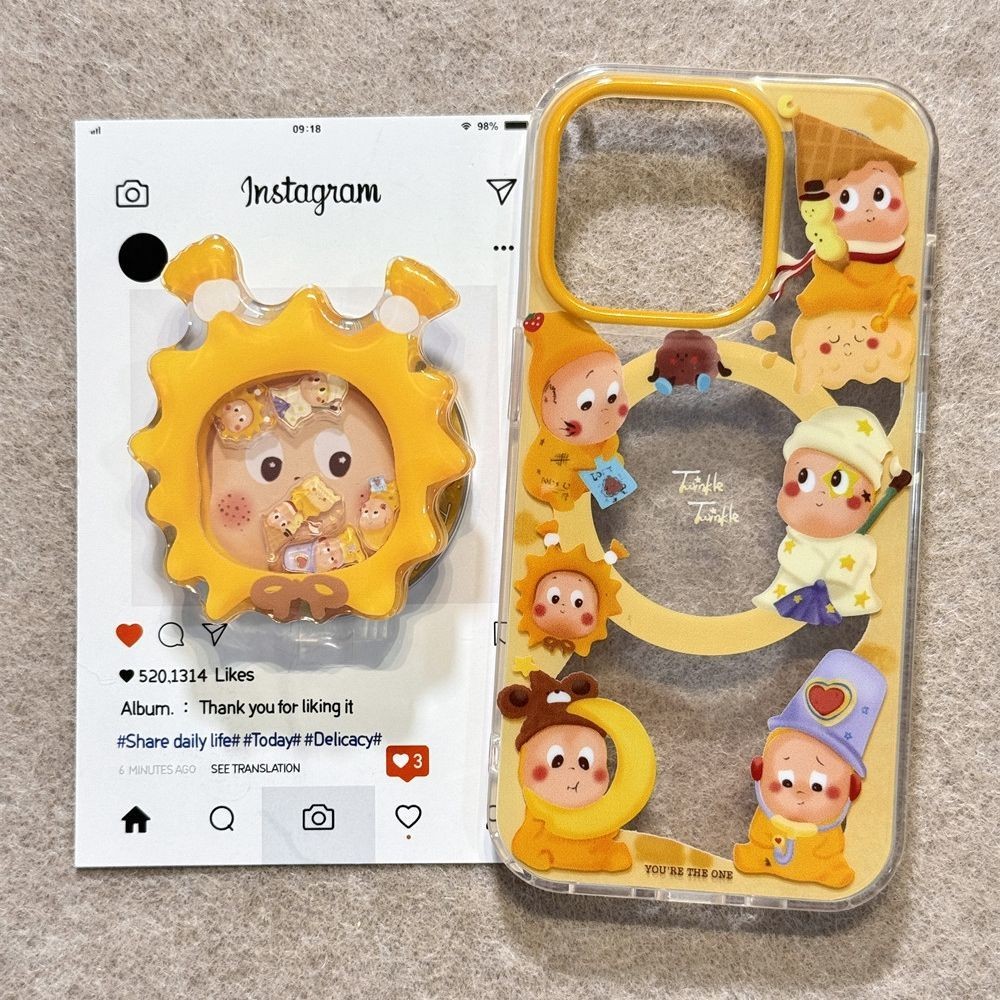 เขย่า Starman ภาพประกอบวงเล็บแม่เหล็กเหมาะสําหรับ iPhone16promax เคสโทรศัพท์ 15/13/14 PLUS/12 หญิง 11 น่ารัก x RL4E