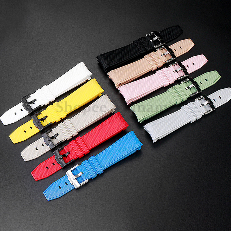 20 มม.ปลายโค้งสายนาฬิกาซิลิโคนสําหรับสร้อยข้อมือ Moonswatch สําหรับ Swatch สําหรับ Omega สายรัดทดแทนผู้หญิงผู้ชายสายรัดข้อมือกันน้ํา