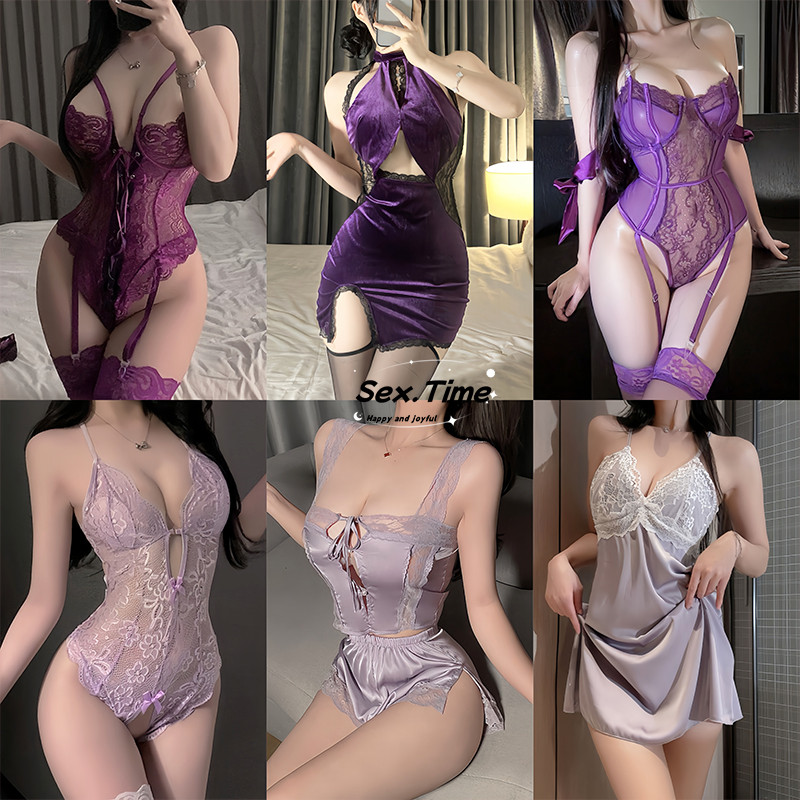 Sex time สีม่วง ซีรีส์ ชุดนอนลูกไม้เซ็กซี่ ชุดบอดี้สูทเซ็กซี่ ชุดนอนไม่ได้นอน หลากหลายสไตล์