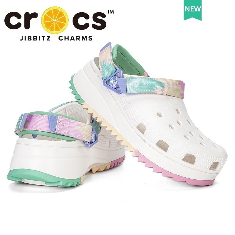 ✨Crocs สําหรับผู้หญิง HIKER OMBRE CLOG Hole รองเท้าหนา Soled รองเท้าแตะชายหาดสไตล์ใหม่สีม่วงสีสัน|20