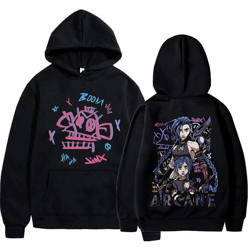 😆ผ้าฝ้าย Hoodie🤗 Hot Anime Arcane-jinx hoodie Man Woman Long Sleeve streetwear pullover Tops M-3XL