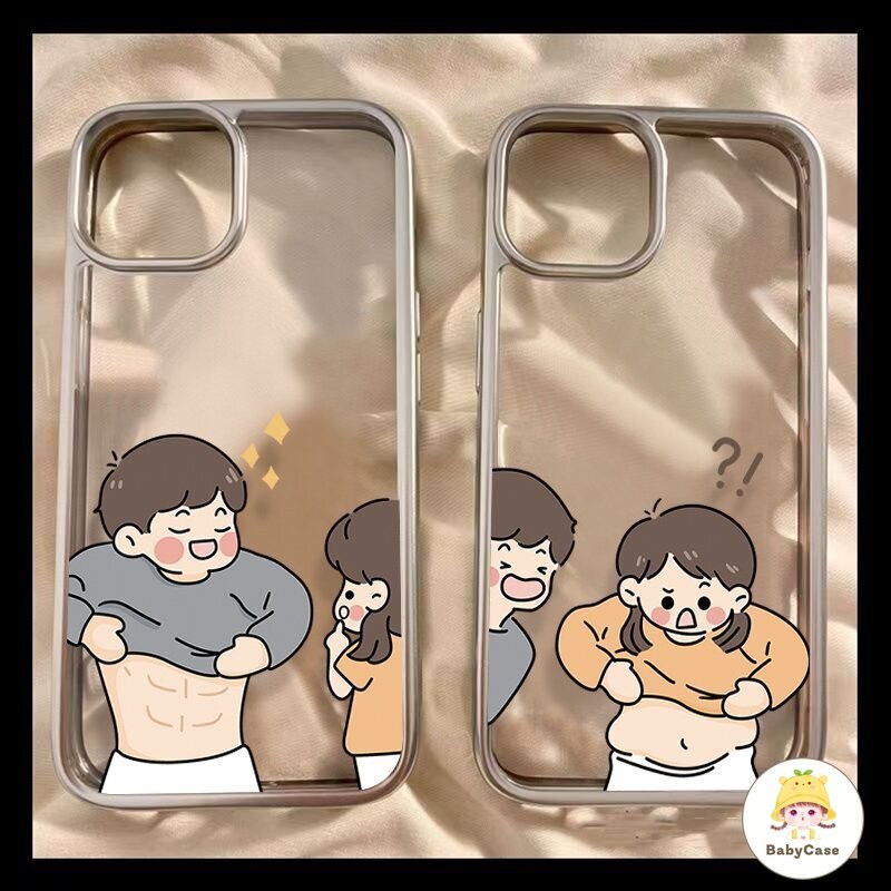 การ์ตูนตลกตลกคู่รักเด็กชายและเด็กผู้หญิง เคสiPhone 15 11 16 13 14 12 Pro Max 7Plus XR 16 7 8 15 Plus X XS MAX SE 2020
