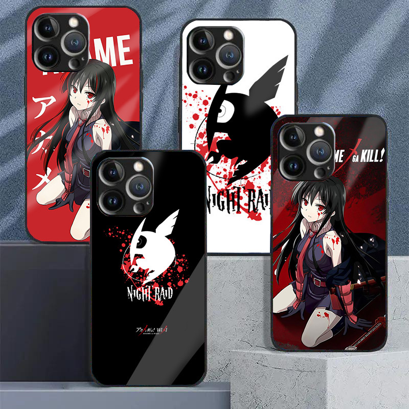 Akame ga ฆ่ากระจกนิรภัยเคสโทรศัพท์สําหรับ IPhone 16 15 14 13 12 11 Pro XS Max Plus Mini X XR 8 7 6s 