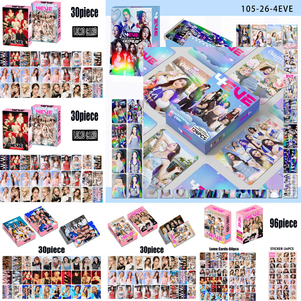 124 ชิ้น 4EVE Photocard Jorin Mind Taaom Hannah 4EVE การ์ด LOMO Fai Punch Aheye การ์ด 4EVE สติกเกอร์