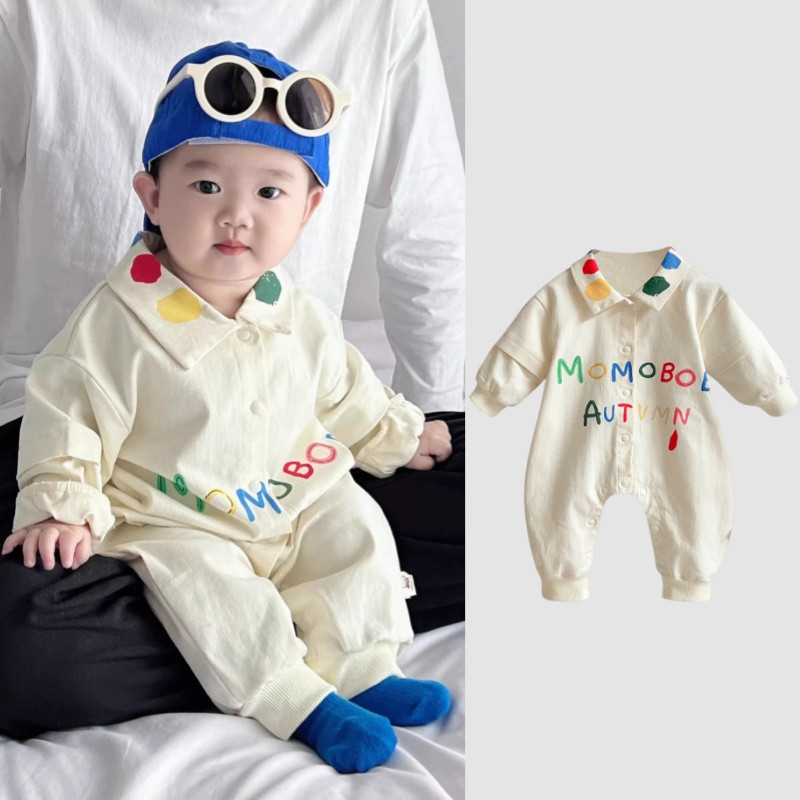 บอดี้สูทเด็กฤดูใบไม้ร่วงแขนยาวjumpsuitsเด็กทารกlapel Romperเสื้อผ้า 0-2 ปีทารกแรกเกิดเสื้อผ้า
