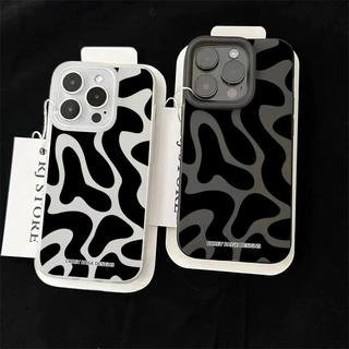 เคส ไอโฟน For iPhone 13 14 15 สากล เคสโทรศัพท์มือถืออะคริลิคใส ลายเส้นสีดำ 11 12 ProMax 7 8Plus X XSMax XR
