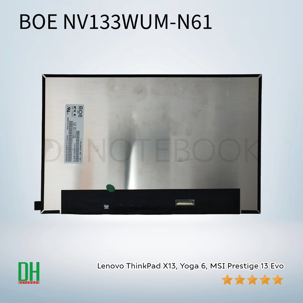 หน้าจอโน้ตบุ๊ค BOE NV133WUM-N61 V3.1 สำหรับ Lenovo ThinkPad X13, Yoga 6, MSI Prestige 13 Evo