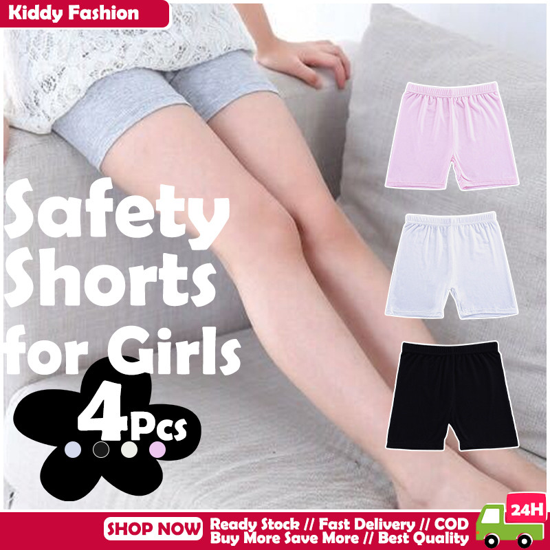 [BANGKOK SHIPPING] กางเกงขาสั้นนิรภัย 4 ชิ้นสําหรับเด็กผู้หญิง 3-9 Yrs Old Children Legging Pants