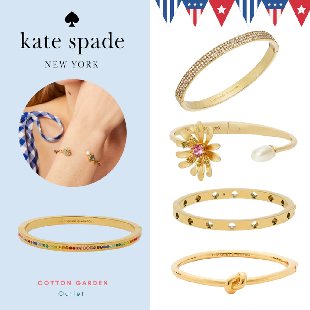 ของแท้ กำไล เคท Spade แบบ Open hinge cuff ทำจากโลหะอย่างดี พร้อมถุงผ้า