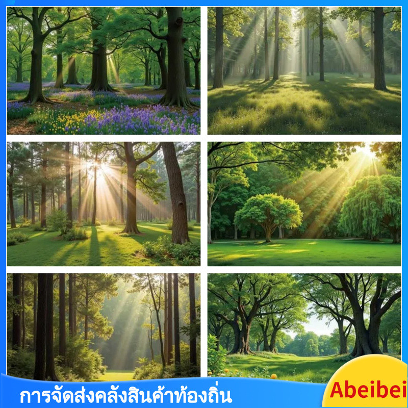 ผ้าพื้นหลังพรมสามขนาด หญ้าเขียว ป่า ดอกไม้ฤดูใบไม้ผลิ ผ้าพื้นหลัง ลำต้นดวงอาทิตย์