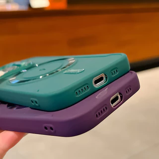 Magnetic Len Holder เเคส For iPhone 11 เคสไอโฟน 13 14 15 16 Pro Max 12 16promax 15promax Silicone เคสโทรศัพท์มือถือ