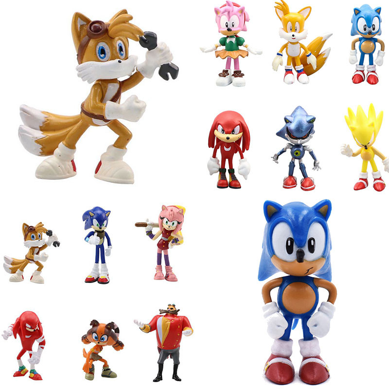 Action Figure Sonic The Hedgehog ของเล่นคอลเลกชัน 12 ชิ้น Sonic รุ่นตกแต่ง