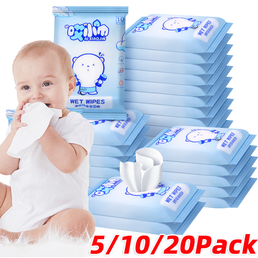 5/10/20แพ็คอ่อนโยนไม่ทอเด็กเช็ด/ไม่ระคายเคืองมือและปากน้ํายาทําความสะอาด/ทิ้งมินิเด็กผ้าเช็ดทําความสะอาด