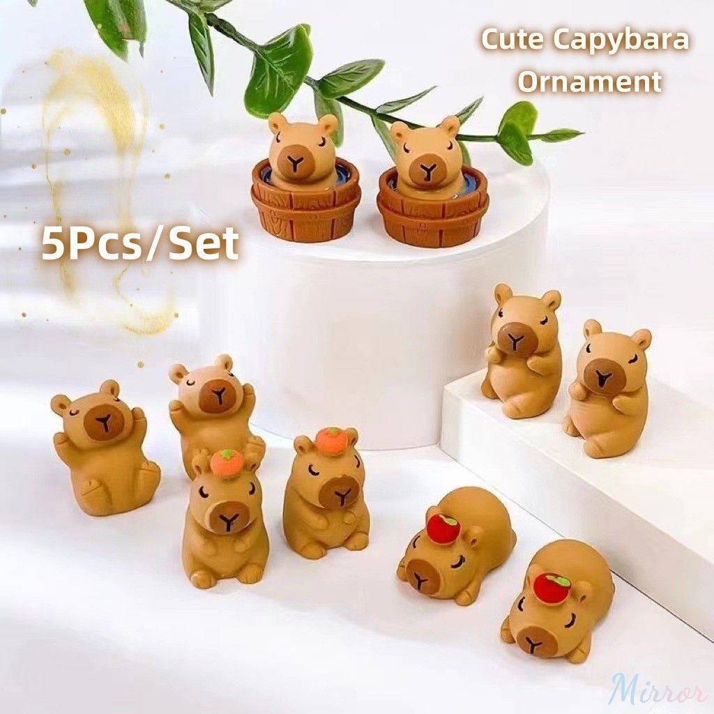 5 ชิ้น/เซ็ต ตุ๊กตาคาปิบาร่ามินิ ของเล่นประดับรถยนต์ ตกแต่งเดสก์ท็อปสุดน่ารัก อุปกรณ์ DIY ทำเอง M
